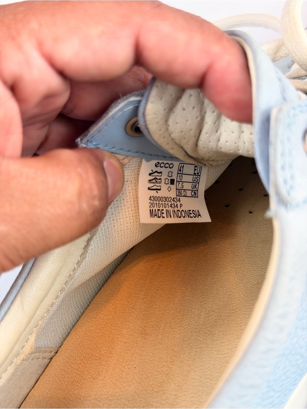 Ecco Light Blue Leather Lace-Up Sneakers - Picture 6 of 6